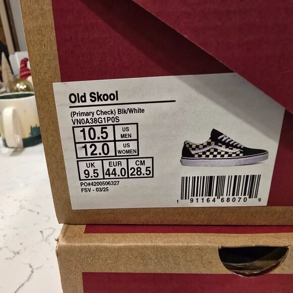 VANS Old Skool Primary Check Black White Checkerboard Men's Sz 10.5 VN0A38G1P0S - Picture 8 of 14
